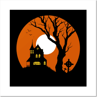 Haunted House Silhouette Posters and Art